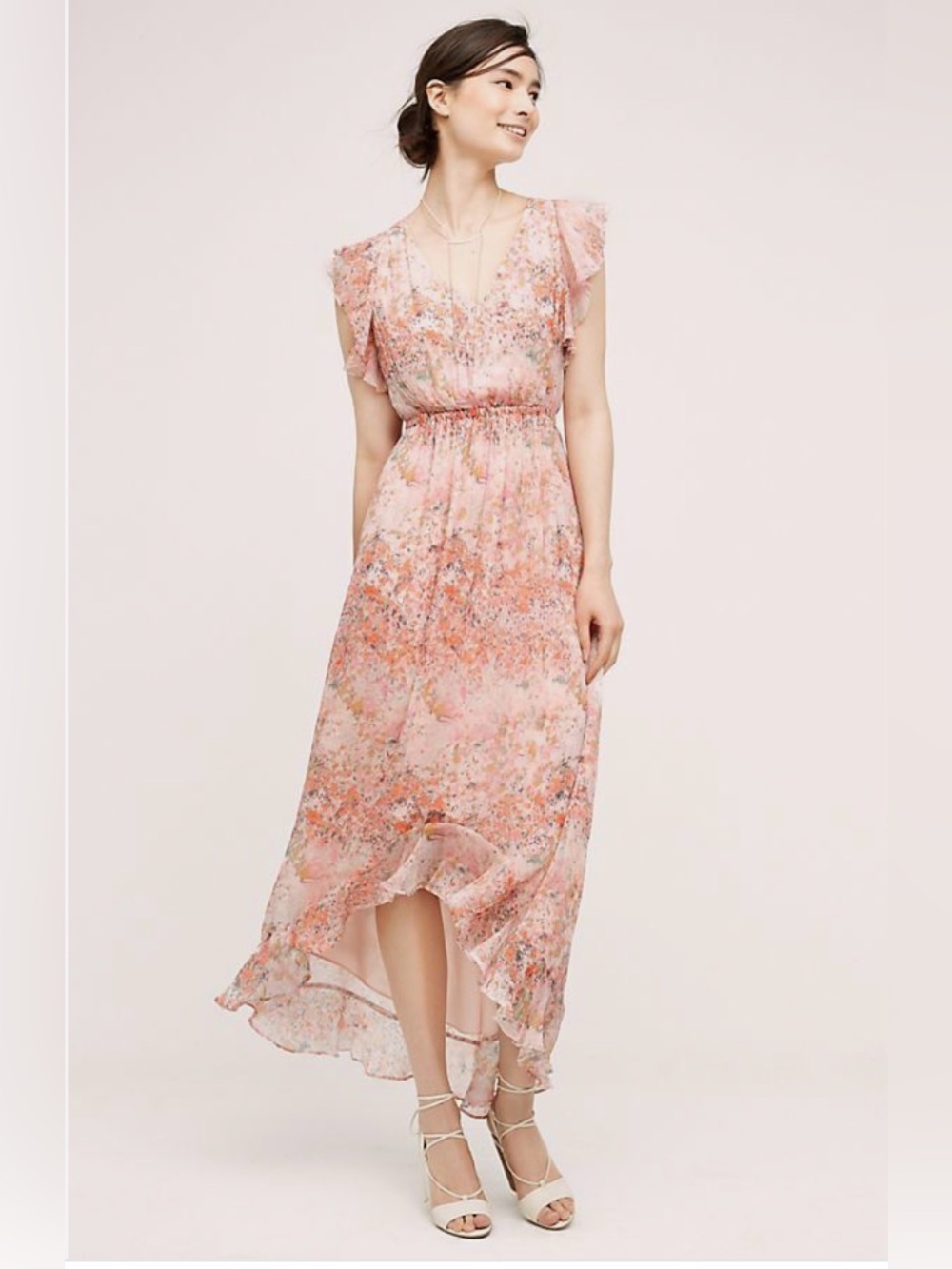 Anthropologie Sidra Maxi Dress by HD in Paris Pink Flowery Size 2